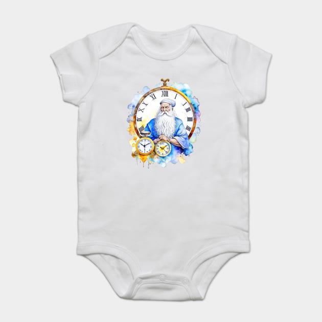 Watercolor New Years Father Time Baby Bodysuit by HolidayBug